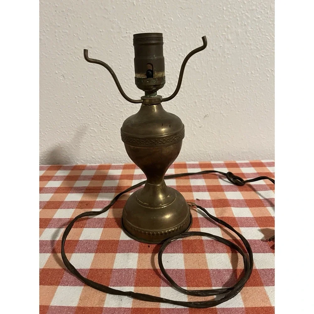 Vintage Converted Brass Oil Lamp Antique Untested